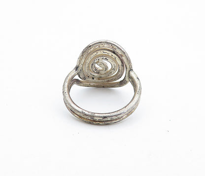 925 Sterling Silver  Vintage Dark Tone Spiral Ribbed Band Ring Sz 9  RG7074