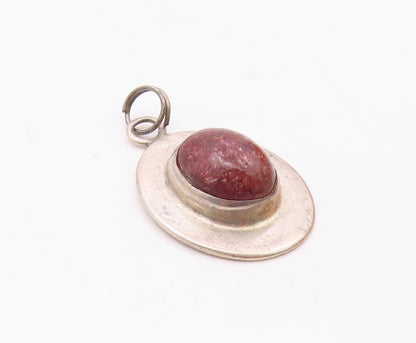MEXICO 925 Sterling Silver  Vintage Cabochon Goldstone Oval Pendant  PT7860