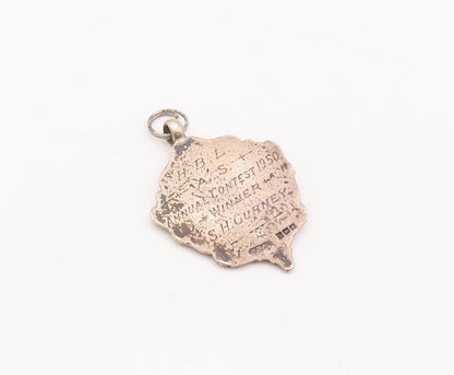 925 Sterling Silver Vintage Pendant Antique Carved Soldier On Field PT23428