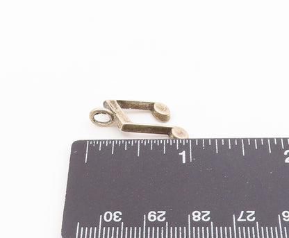 925 Sterling Silver  Vintage Dark Tone Smooth Music Notes Pendant  PT17822