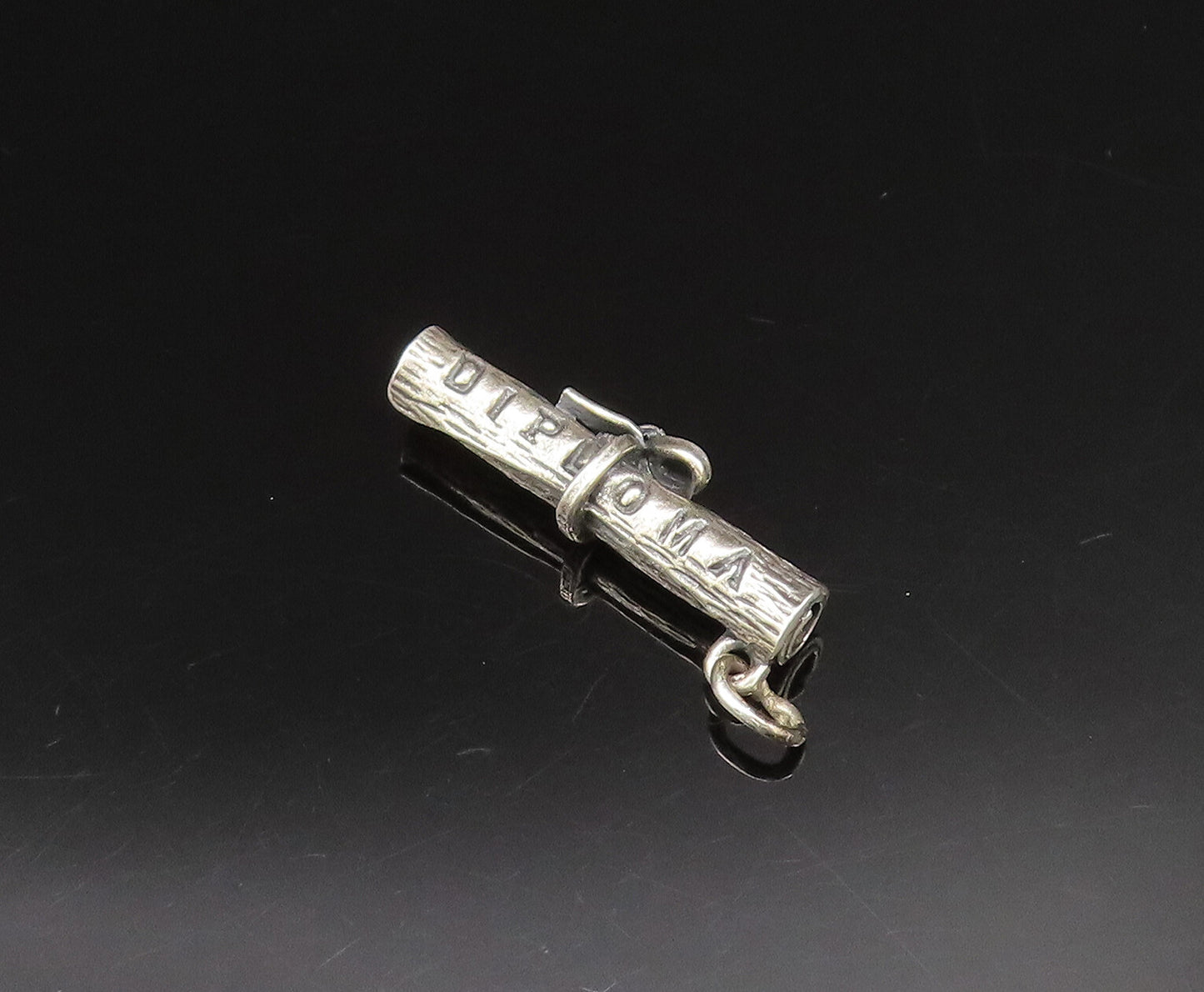 925 Sterling Silver  Vintage Bow Tied Rolled Diploma Pendant  PT21209