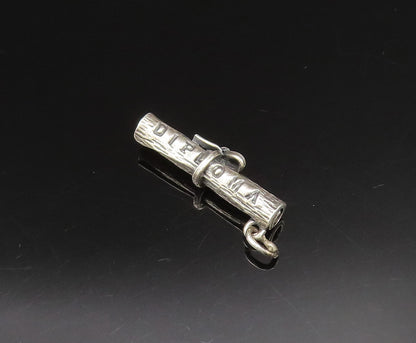 925 Sterling Silver  Vintage Bow Tied Rolled Diploma Pendant  PT21209