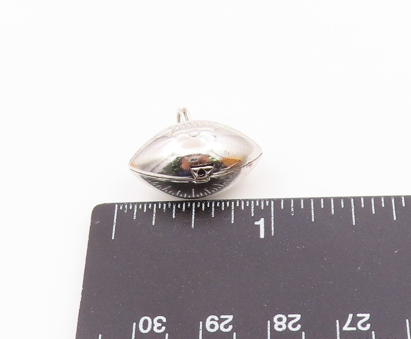 925 Sterling Silver  Vintage Shiny Hollow Football Motif Sport Pendant  PT6988