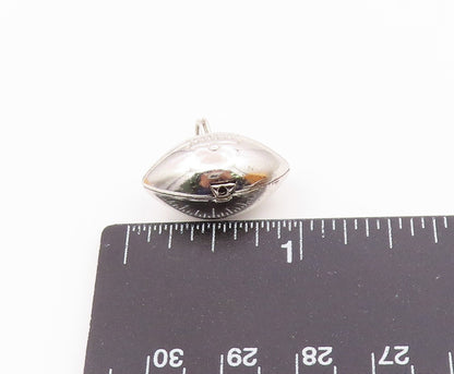 925 Sterling Silver  Vintage Shiny Hollow Football Motif Sport Pendant  PT6988