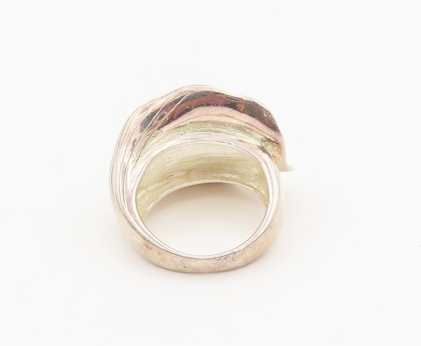 925 Sterling Silver  Vintage Carved Calla Lily Flower Ring Sz 7.25  RG26905