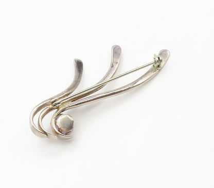 925 Sterling Silver  Vintage Prong Set Amethyst Swirl Brooch Pin  BP6046