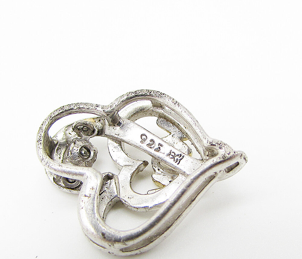 925 Sterling Silver  Genuine Diamond Mom Love Heart Slider Pendant  PT2163