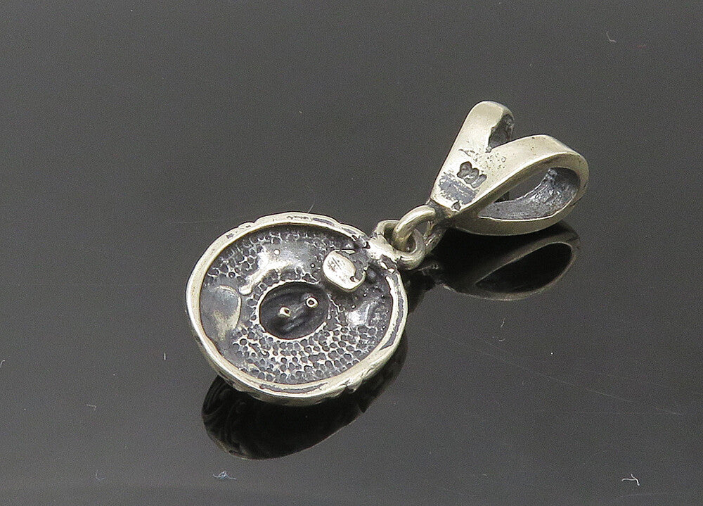 925 Sterling Silver  Vintage Swirl Border Oval Drop Pendant  PT16516