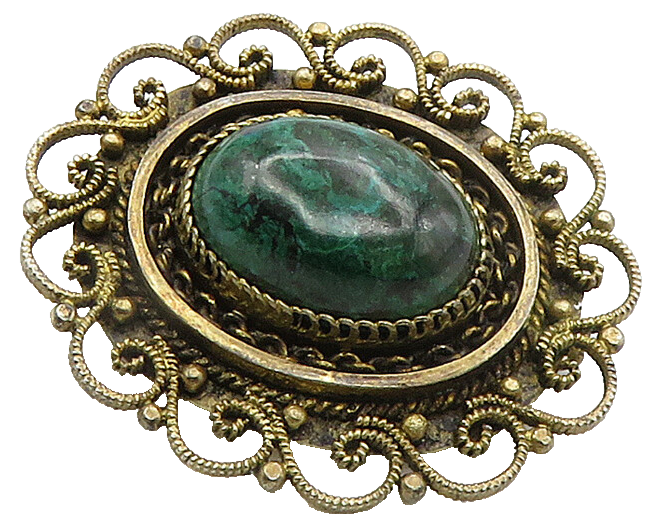 ISRAEL 925 Sterling Silver  Vintage Eilat Stone Swirl Twist Brooch Pin  BP6369