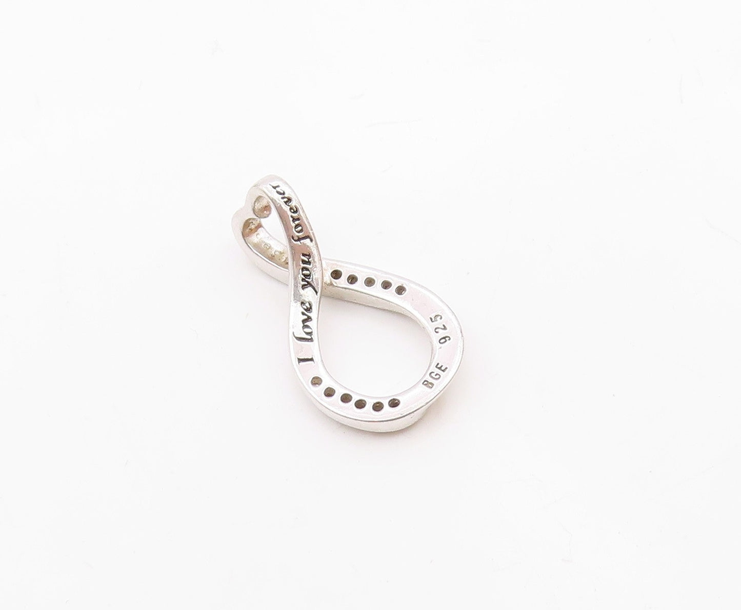 925 Sterling Silver  Vintage Shiny Genuine Diamonds Tear Drop Pendant  PT16610