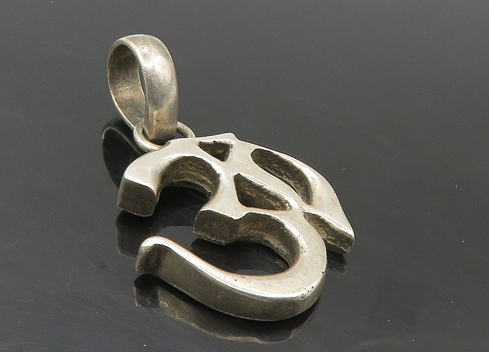 925 Sterling Silver  Vintage Dark Tone Om Spiritual Symbol Pendant  PT7194