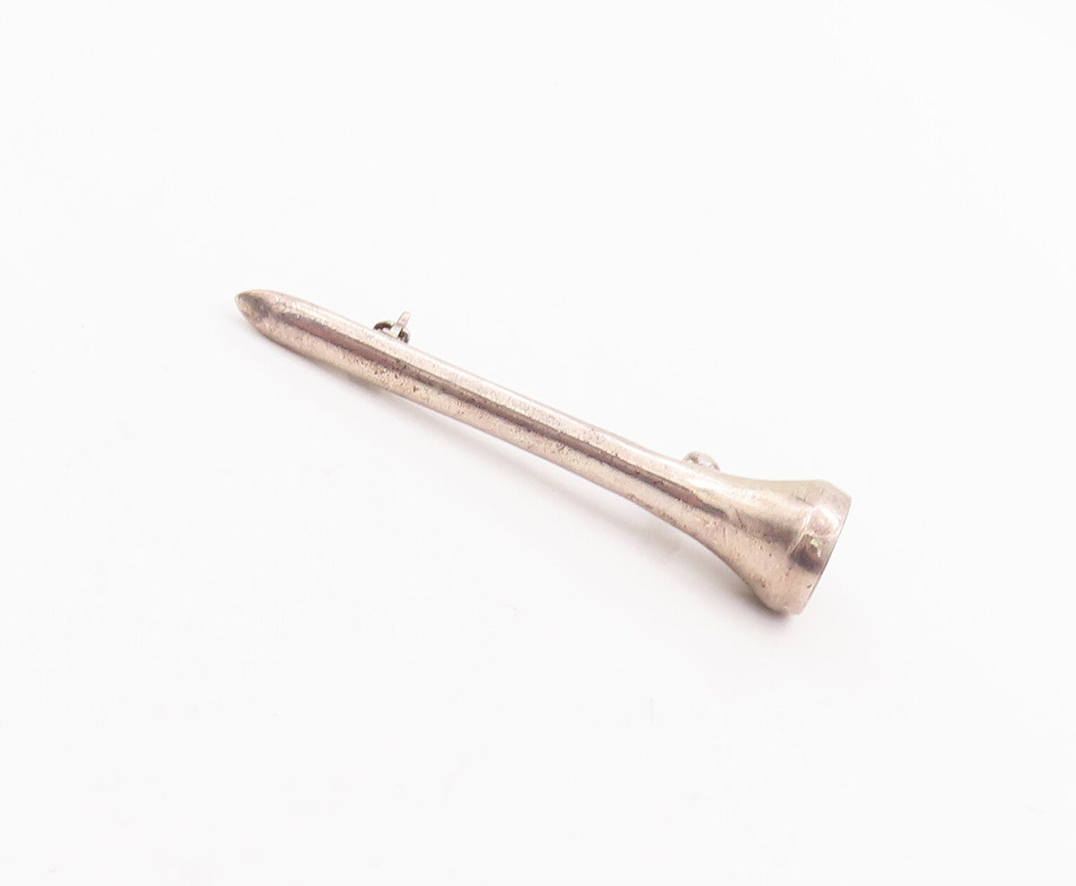 925 Sterling Silver Vintage Brooch Pin Minimalist Solid Carved pin  BP10993