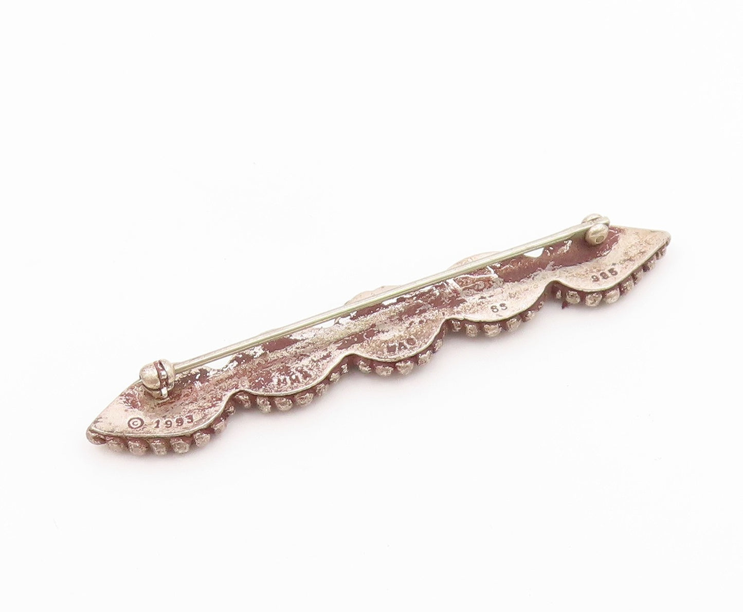 MMA  925 Silver  Vintage Dark Tone Bubble Detail Horizontal Brooch Pin  BP5472