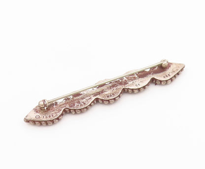 MMA  925 Silver  Vintage Dark Tone Bubble Detail Horizontal Brooch Pin  BP5472