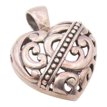 925 Sterling Silver  Vintage Swirl Detail Open Love Heart Pendant  PT19890