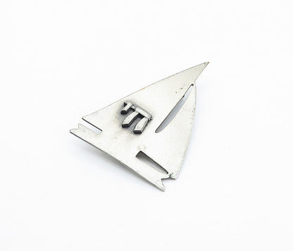 925 Sterling Silver  Vintage Antique Chai Life Hebrew Boat Brooch Pin  BP1283