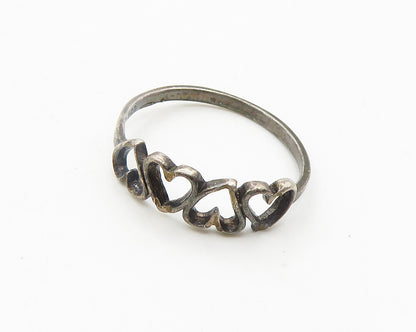 925 Sterling Silver  Vintage Up & Down Open Love Heart Band Ring Sz 7  RG19079