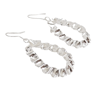 925 Sterling Silver  Vintage Modernist DNA Twist Solid Hoop Earrings  EG12773