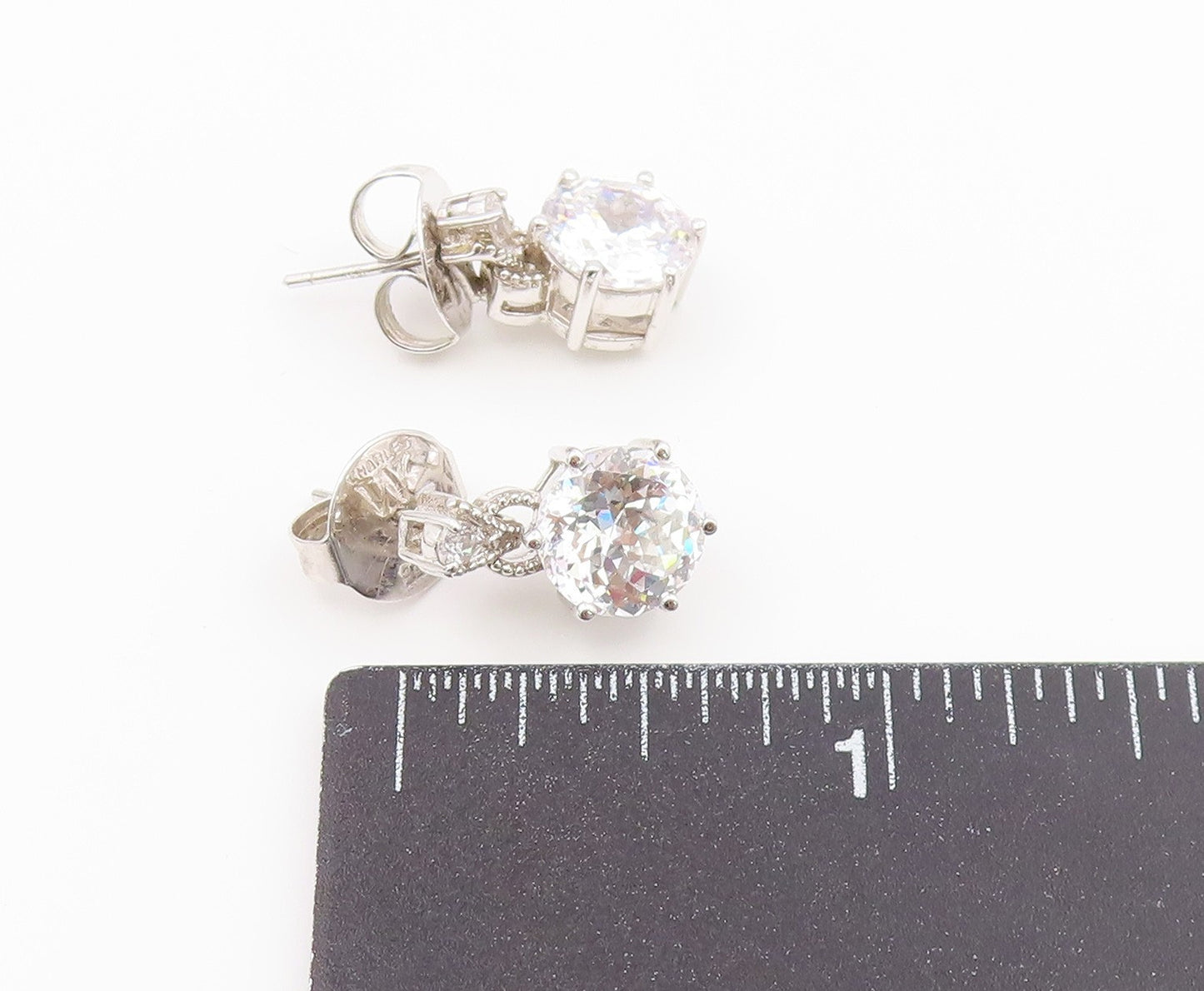 925 Sterling Silver Vintage Earrings CHARLES WINSTON Classic CZ Drop  EG14488