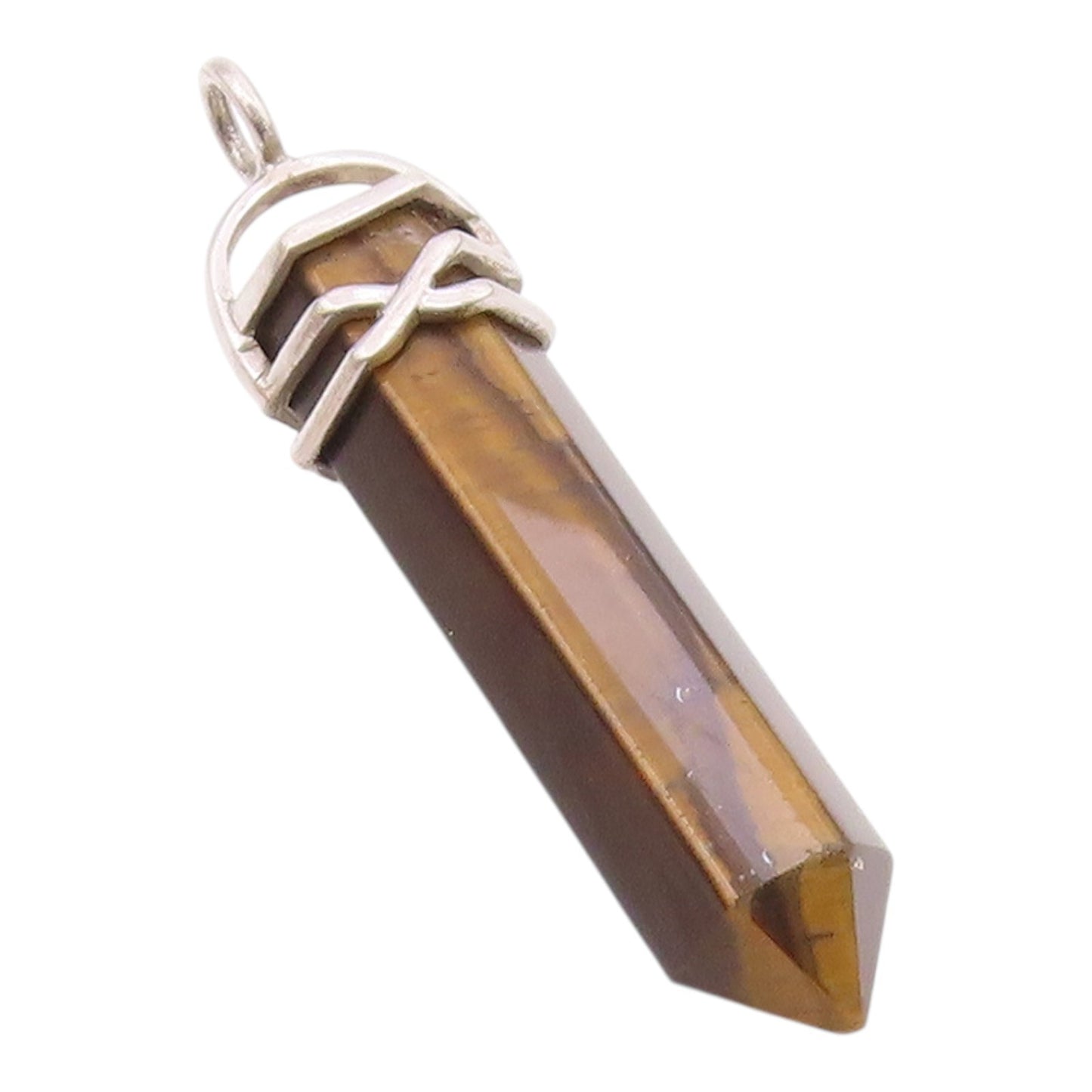 925 Sterling Silver  Vintage Tiger's Eye Wand Minimalist Pendant  PT19692