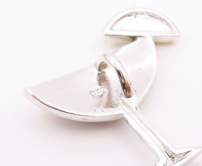 925 Silver  Vintage Enamel Lemon Smoky & White Topaz Drink Pendant  PT21149
