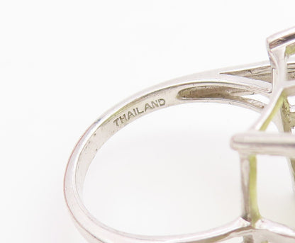 925 Sterling Silver Vintage Ring Lemon Quartz With CZ Wrap Band  Sz 8.5  RG36732