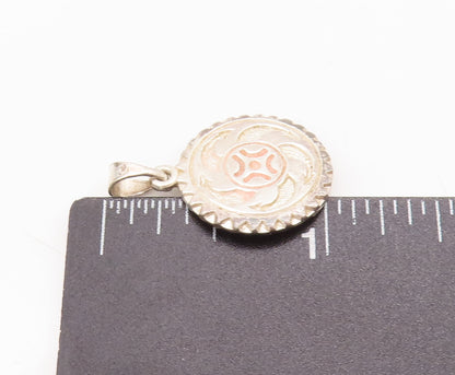 925 Sterling Silver Vintage Pendant Carved Arrows Spikey Bored Coin  PT23022