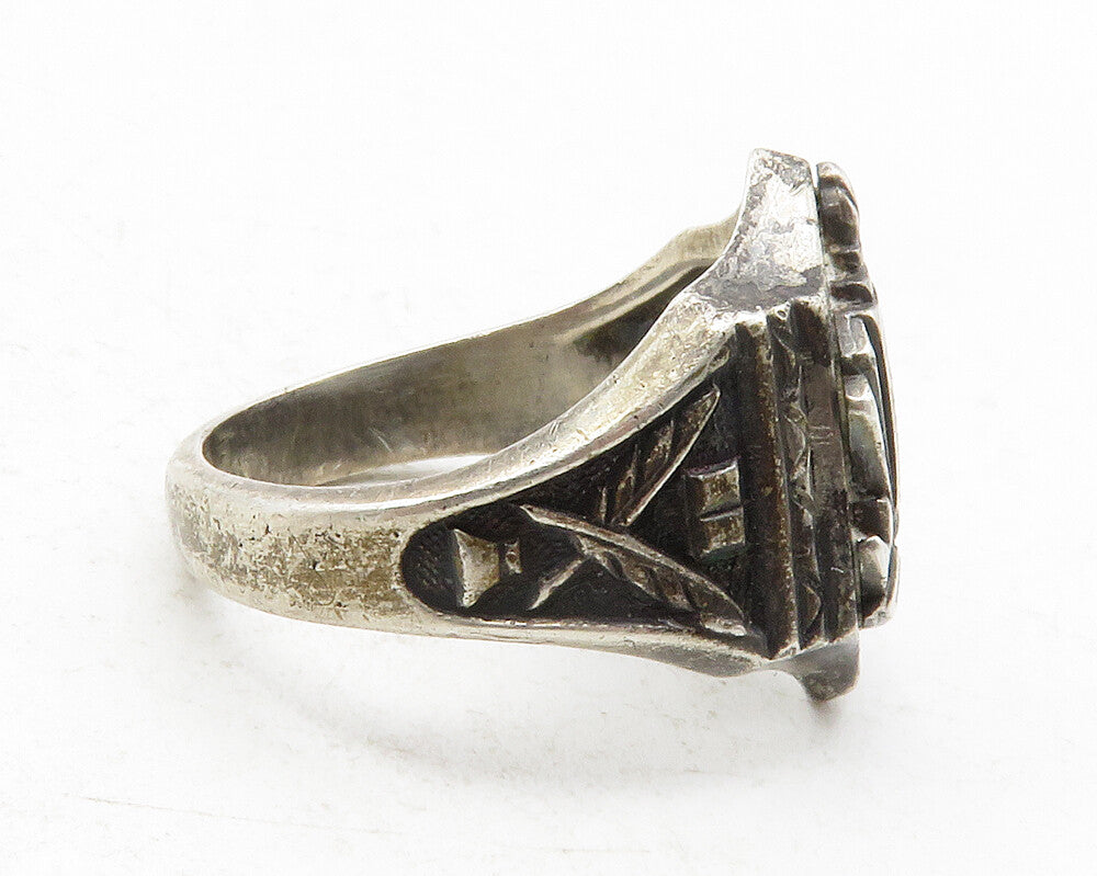 925 Sterling Silver  Vintage Antique Enamel JRS 1960 Band Ring Sz 6  RG12446