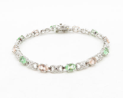 ROSS SIMON 925 Silver Genuine Diamonds & Topaz Shiny Chain Bracelet BT5141