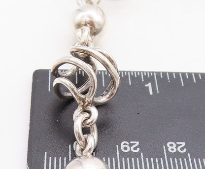 MEXICO 925 Sterling Silver  Vintage Shiny Cage Sphere Chain Necklace  NE1408