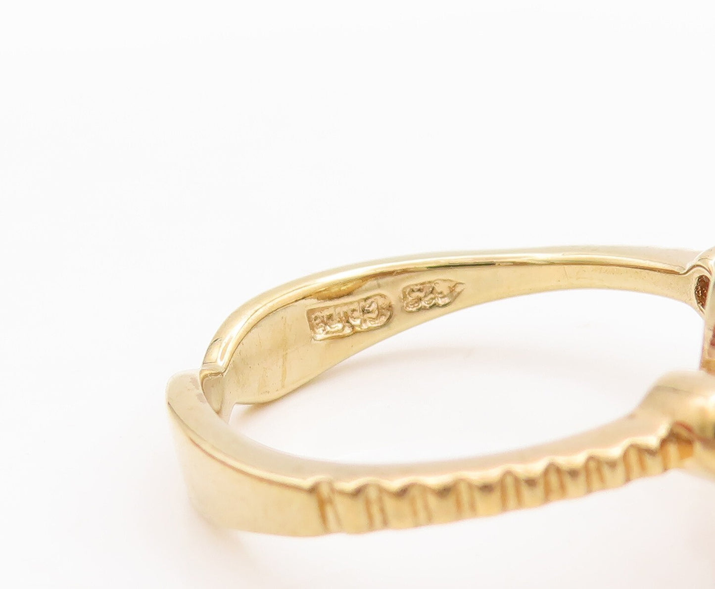 925 Sterling Silver Vintage Ring Gold Plated Carved Yellow CZ  Sz 7  RG29372