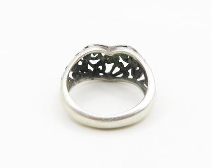 925 Sterling Silver  Vintage Shiny Swirl Love Heart Band Ring Sz 6  RG18495