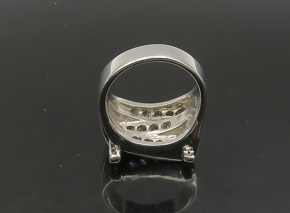 925 Sterling Silver  Vintage Cubic Zirconia Large Band Ring Sz 11  RG23613