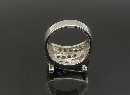 925 Sterling Silver  Vintage Cubic Zirconia Large Band Ring Sz 11  RG23613