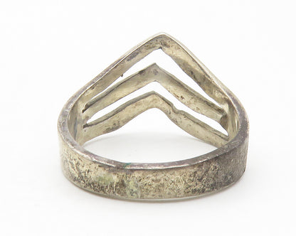 925 Sterling Silver  Vintage Split Pointed Design Band Ring Sz 8  RG11683