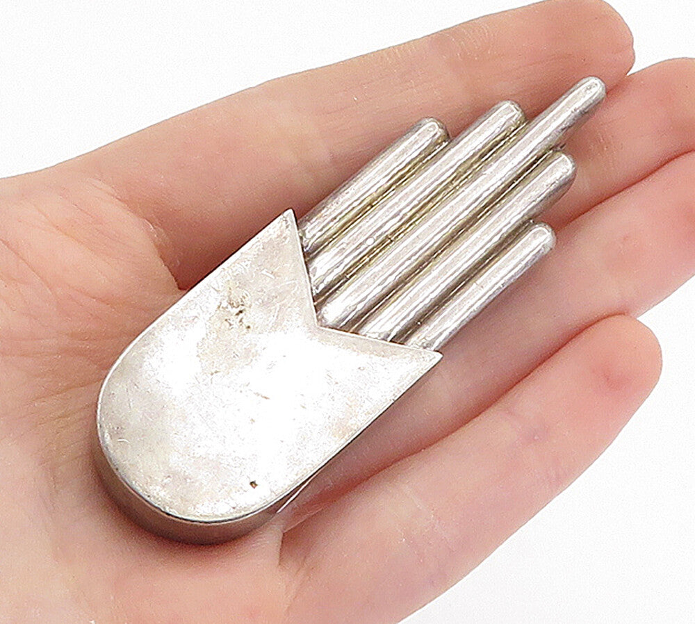 CHARLES KRYPELL 925 Silver  Vintage Dark Tone Fluted Design Brooch Pin  BP2671
