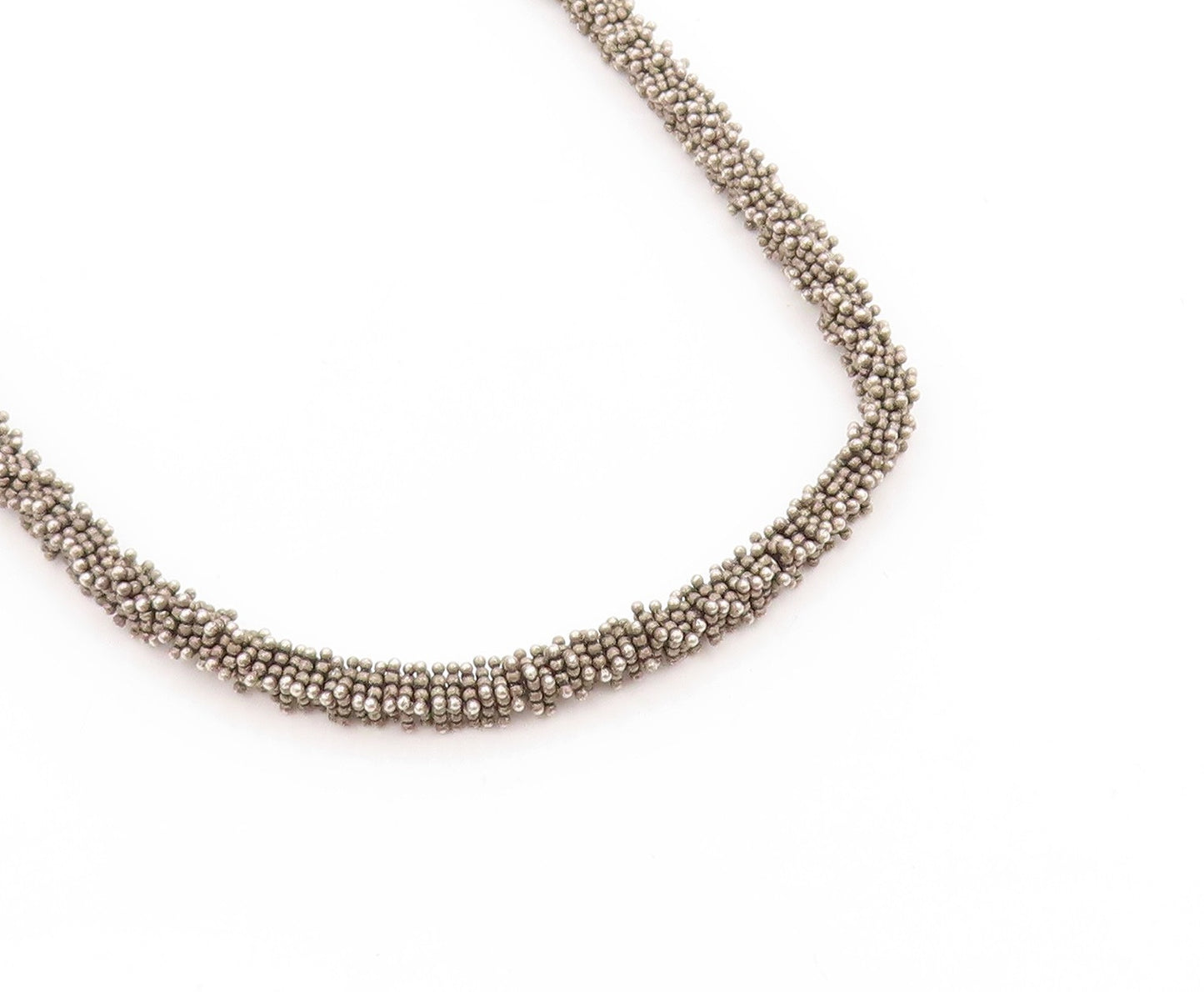925 Sterling Silver Vintage Necklace Dark Tone Twisted Beaded Choker  NE4615