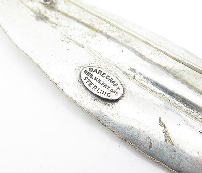 DANECRAFT 925 Silver  Vintage Etched Single Feather Motif Brooch Pin  BP1195