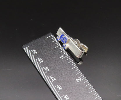 925 Sterling Silver  Vintage Blue Enamel Old Motion Film Tie Clip  TR3341