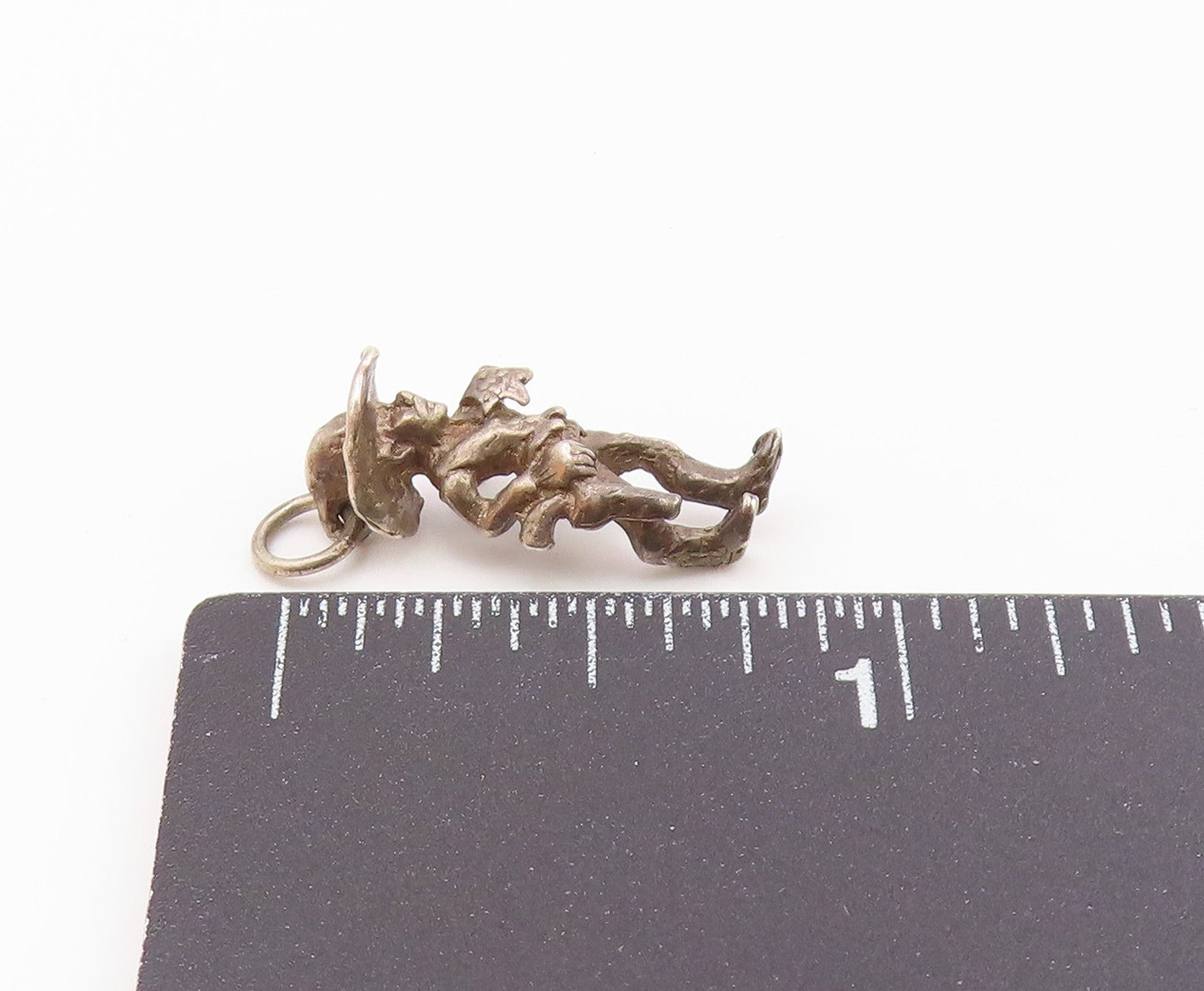 925 Sterling Silver  Vintage Petite Dark Tone Cowboy Person Pendant  PT18544