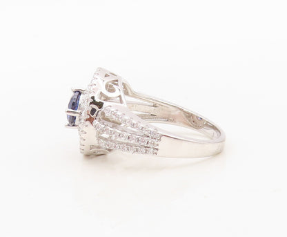 925 Sterling Silver Vintage Ring Floral Design Cutout 2 Tone CZ  Sz 7.5  RG30328