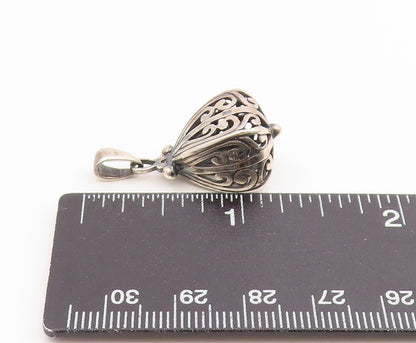 925 Sterling Silver Vintage Pendant Classic Scrollwork Cutout Drop Charm PT26056