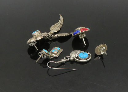 ZUNI NAVAJO 925 Silver  Vintage MultiStone Lot Single Earrings  EG11254