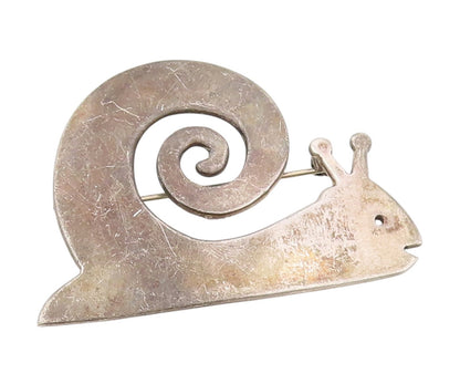 925 Sterling Silver Vintage Brooch MEXICO Abstract Snail Design Pin   BP12082