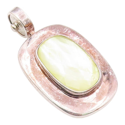 ESPO SIG 925 Silver  Vintage Faceted Mother Of Pearl Cutout Pendant  PT17720