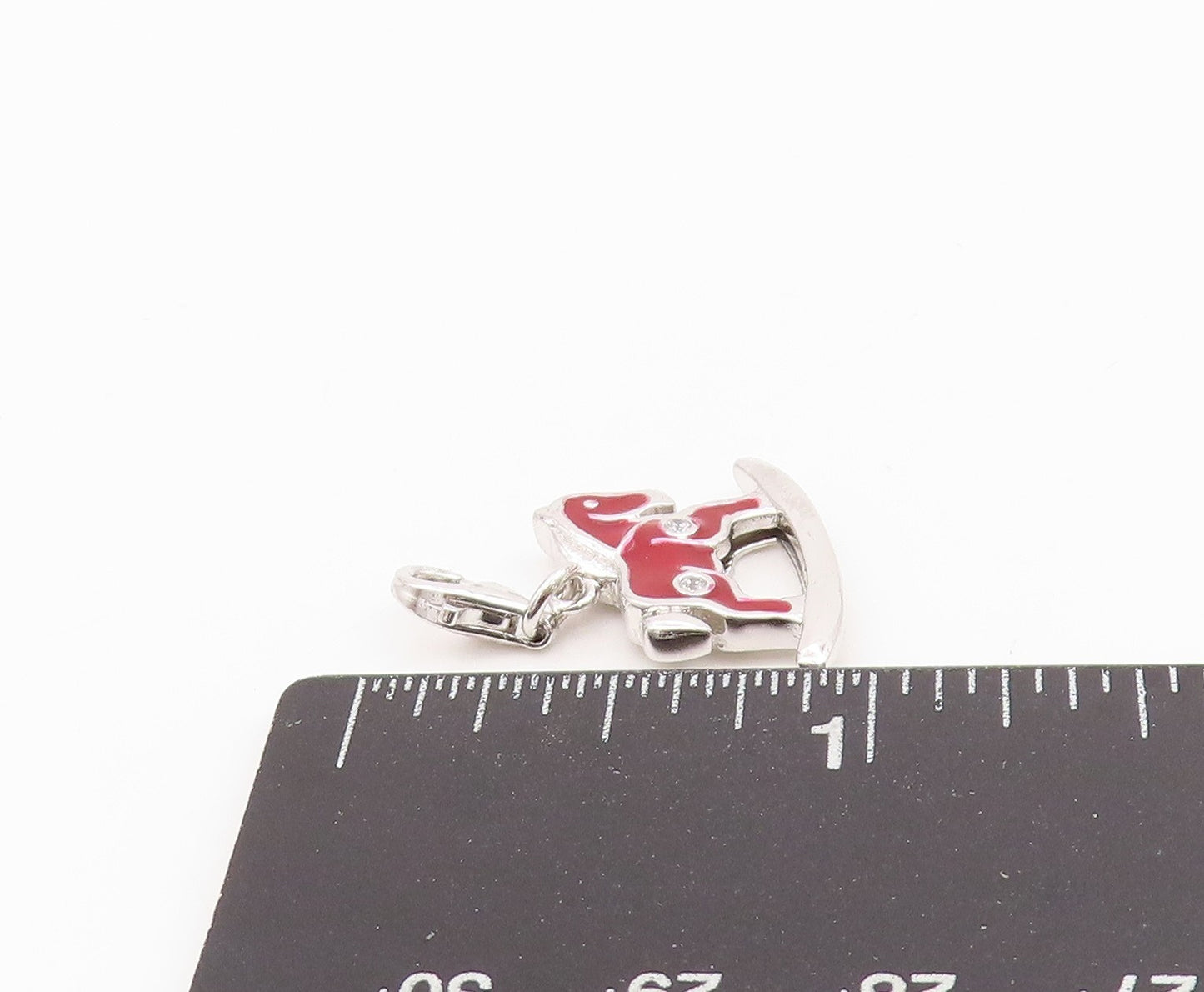 925 Sterling Silver Vintage Pendant Topaz Enameled Rocking Horse Chair  PT24270