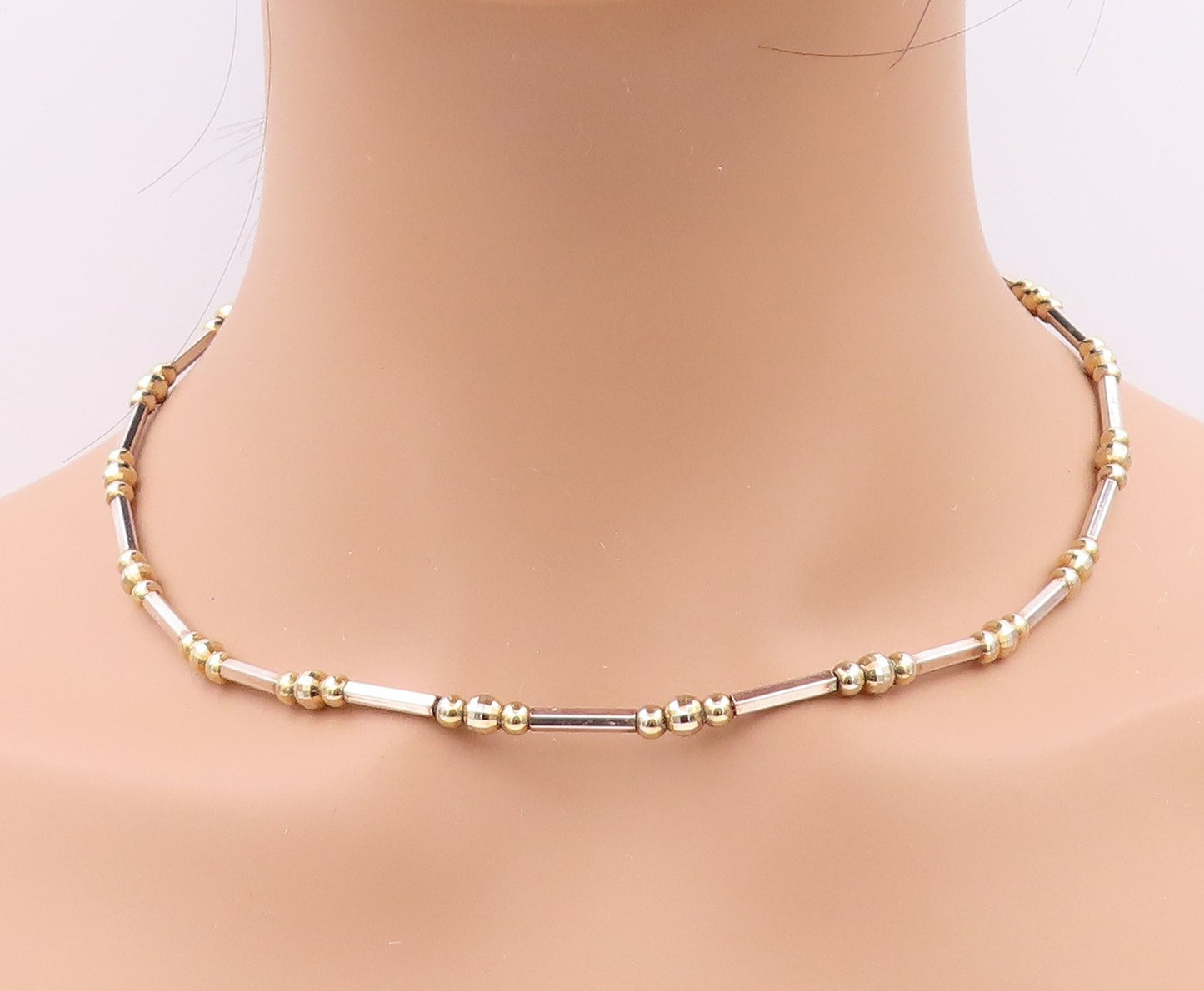 925 Sterling Silver Vintage Necklace Sphere & Cylinder Chain  NE4575