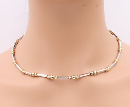 925 Sterling Silver Vintage Necklace Sphere & Cylinder Chain  NE4575