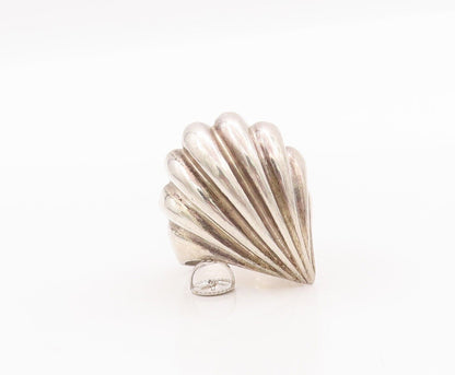 925 Sterling Silver Vintage Ring KRYPELL Solid Carved Swirly Fan  Sz 7.5 RG28221