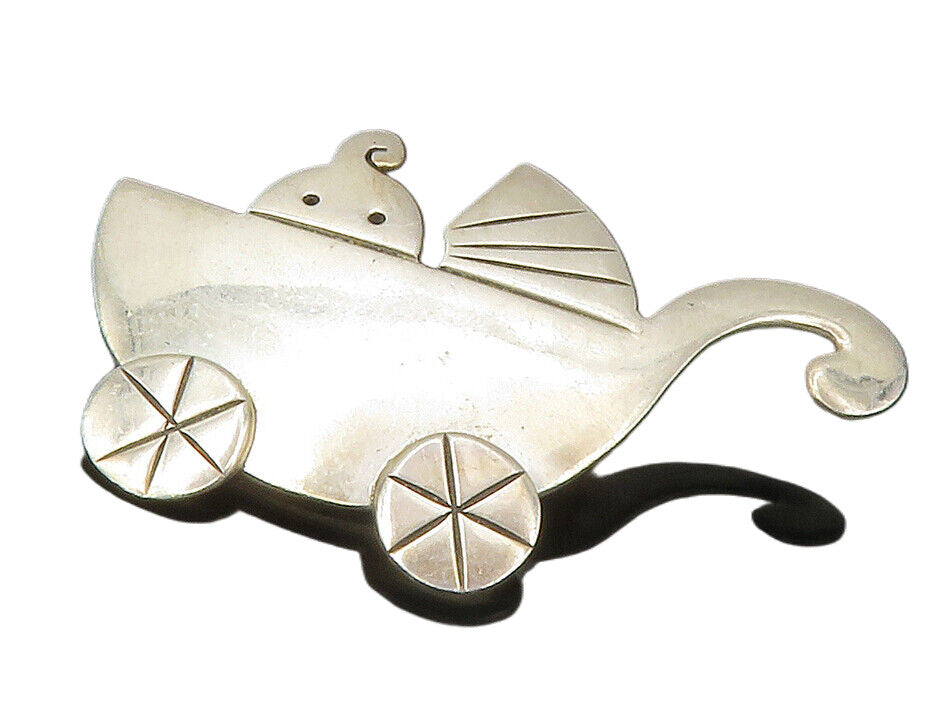 ANNE HARVEY MEXICO 925 Silver  Vintage Baby In Stroller Brooch Pin  BP4805